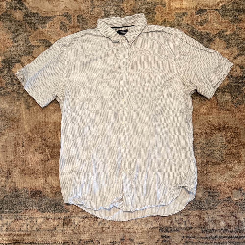 American Rag Short-Sleeve Button-Down Shirt in Light Blue Microdot